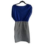 Enfocus Studio Dress Straight Midi Pleated Front Womens Size 10 royal blue/ Blac Blue Photo 3