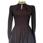 DABUWAWA Peplum Mockneck Blouse Womens Top Small Pearl Bling Collar Fairy Grunge Black Photo 0