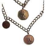 Vintage Coin Layered Necklace Gold Chain Queen Elizabeth Multistrand Rare Charm Photo 2