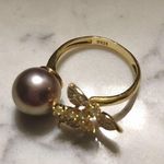 Boutique AAA 10.5mm Custom Made Genuine Pearl Clover Ring Photo 10