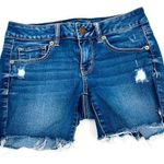 American Eagle  Super Stretch Jean Shorts Distressed Details Raw Hem Size 4 Photo 0