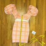 ASOS  Design Women’s 6 Pink Orange Plaid Cut Out Puff Sleeve Zipper Mini Dress Photo 6