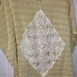 Kori  America Yellow/Cream Boho Knit Poncho Style Blouse size M/L Photo 6