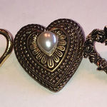 Gold Tone Brass Tone Heart Brooch Set Photo 0