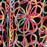 Rainbow colored Graphic pattern Button zipped top with Notched Collar and sheer Pink Photo 1