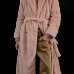 Free People Women’s Cuff It Faux Fur Teddy Long Coat Size L, Dusty Pink, NWT Photo 1