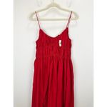 Madewell Textured V Neck Midi Dress Festival Red A Line Linen Cotton Medium NWT Photo 7