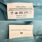 Abacaxi Eva Dress Teal Metallic Cotton Maxi Puff Sleeve Smocked Bodice Sz Large Green Photo 15