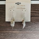 LC Lauren Conrad Lauren Conrad LC Tri Tone Flower Leaf Charm Dangle Drop Pierced Earrings NWT $14 Photo 4
