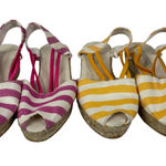 Chico's Jessa Lot of 2 Yellow & Pink Striped Espadrille Wedges Sandals Size 7 Photo 0