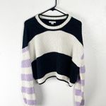American Eagle  Striped Color Block Cropped Long Sleeves Sweater Size Large Photo 0