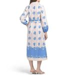 Celina Moon Long‎ Sleeve Bell Print Midi Dress Sky Blue Size Large Photo 1