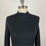 St. John  Black Mock Neck Rhinestone Top Photo 2