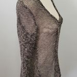 Lilla P brown cream netted vneck sweater size medium Photo 2