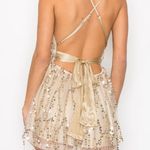 Boutique Gold Sparkly Sequin Halter Dress Photo 1