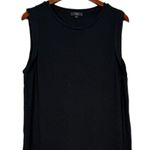 J.Crew  Sleeveless Tank Curve Hem Midi Cover Up Casual Dress Round Neck L Black Photo 1