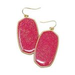 Vera Collection Shimmery Oblong Dangle Earrings Dark Pink NWT Photo 0
