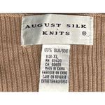 August Silk Knits Size XL Short Sleeve Taupe Ribbed 100 Percent Silk Knit Top Brown Photo 6