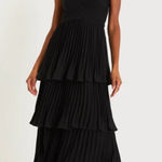 Lulus NWT  Seriously Sensational Black Strapless Tiered Maxi Dress Gala Sz XXS Photo 0