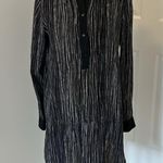 Vince Silk Wavy Line Black White Shirt Dress Photo 0