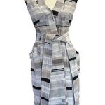 VICTORIA BECKHAM Grey Mix Jacquard Wrap Front Fitted Dress in UK 8/US 4 Photo 0