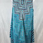 Dress Barn Aqua blue navy and white asymmetrical hem halter midi dress size 10 NWT Photo 3