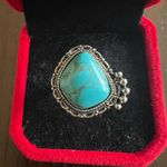 Boho Turquoise Intricate Cut Gemstone Boho Statement Ring Size 6 NWT Blue Photo 0