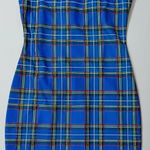 Blue Yellow Plaid Checkered Bodycon Mini Dress Size S 💛💙 Photo 0