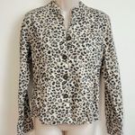 Caslon Leopard Print Button Down Lightweight Casual Utility Jacket M Tan Black Photo 3
