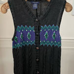 Vintage Eagle’s Eye Fair Isle Cable Knit Button Sweater Vest M Black Size M Photo 0