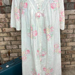house dress duster floral lace collar pink white nightgown robe Size L Photo 0