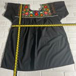 Liliana Cruz Hand Embroidered Blouse Top Womens 2X Black Floral Mexican Short Sl Photo 1