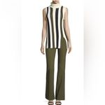 Derek Lam  Cream, Black, and Green Striped Turtleneck Sweater Size M Photo 1