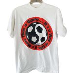 Vintage 1995 Soccer Graphic Tee White Cotton Medium 90s Retro Sports USA Photo 0
