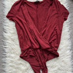 Lulus  Red Wrap Bodysuit Short Sleeve Photo 0