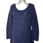 NWT DOEN Solandis Navy Beaded Crochet Long Sleeve Knit Mini Bodycon Dress sz M Size M Photo 4