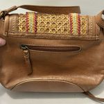 The Sak  Leather Crossbody Bag Pockets Tan Brown Adjustable Cane Ribbon Detail Photo 2