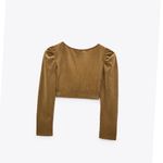 ZARA NWT Corduroy Crop Top Blouse Bloggers Fav Olive Green Photo 3