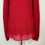 Lucky Brand  Red Lace Trim Knit Sweater Photo 9