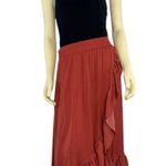 Elle Asymmetrical wrap effect ruffled midi skirt size medium Photo 8