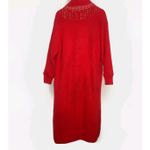 Vtg Belldini Cardigan Women Large‎ Angora Rabbit Hair Lined Sweater Long Jacket Red Photo 4