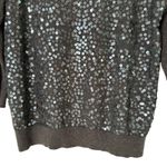 Ann Taylor LOFT Sequin Cotton Sweater in Charcoal Gray 3/4 Sleeves Boat Neck, Size Medium Photo 4