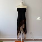 Elegant Unique Black and Brown High Low Ombre Fringe Jersey Fabric Skirt Sz XL Photo 5
