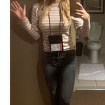 See By Chloe SEE BY CHLOÉ Cream Pink Striped Puff Sleeves Crewneck Sweater Size Medium Photo 12