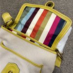 Coach RARE VINTAGE BAG Off WHITE CANVAS GREEN LEATHER LEGACY ALI SLIM FLAP 10828 Photo 4