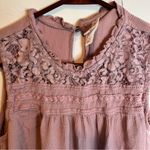 Xhilaration Pink Sleeveless Smocked Blouse with Mandarin Collar Photo 1