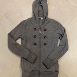 Roxy Women girls  size xsmall grey gray zip down hoodie with pockets and buttons Photo 0