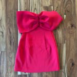 Meshki  Gwyneth Off the Shoulder Bow Mini Dress in Red Photo 5