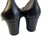 AGL Black Leather Bow Cap Toe Block Heel Pumps Shoes Size 40 / Size 10 Photo 5