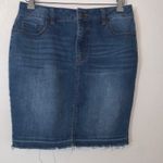 Faded Glory  Blue Denim Women's 8 Jean Skirt Fringe Hem Photo 2